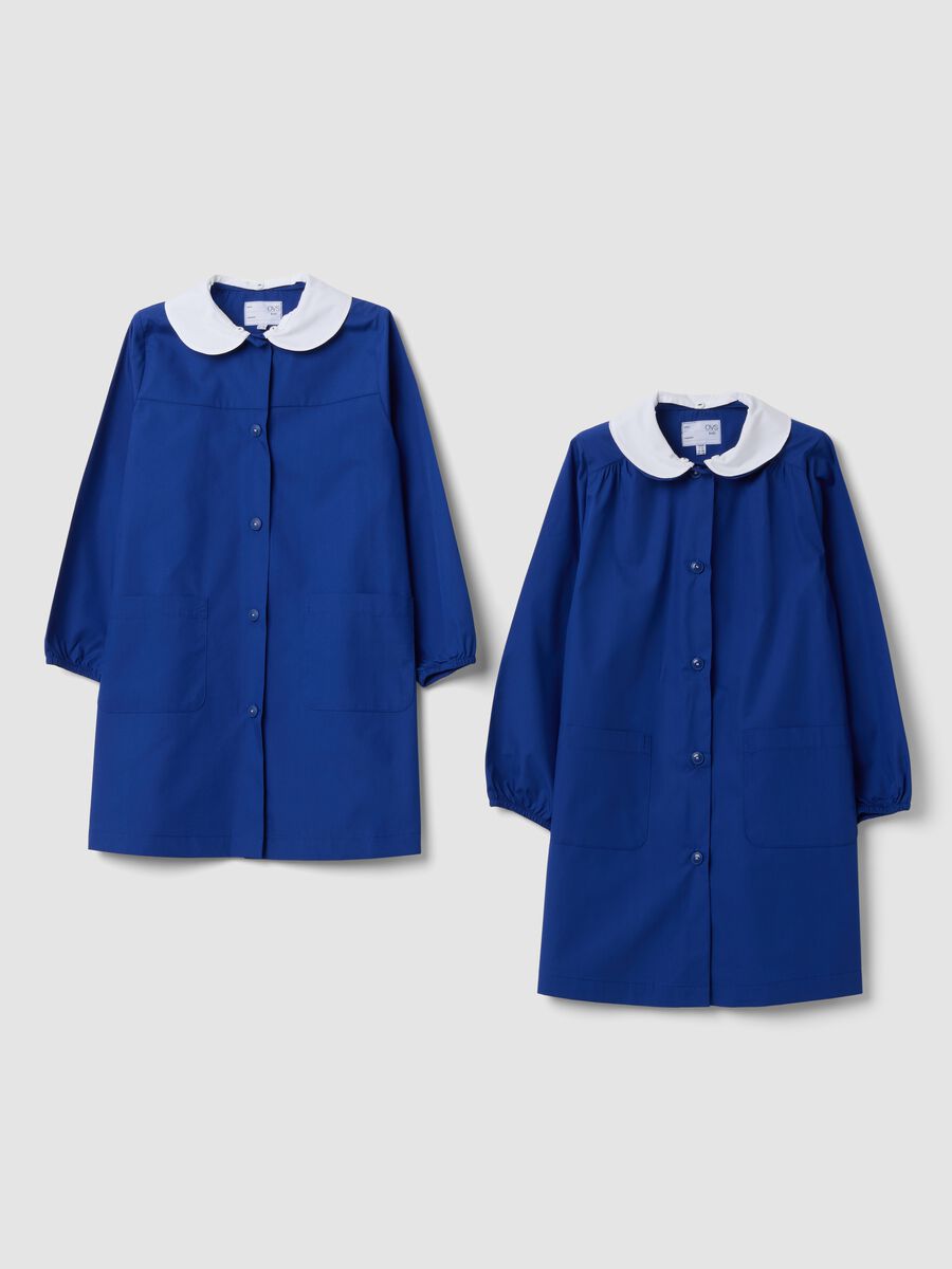 2-pack of blue school aprons with white collar_0