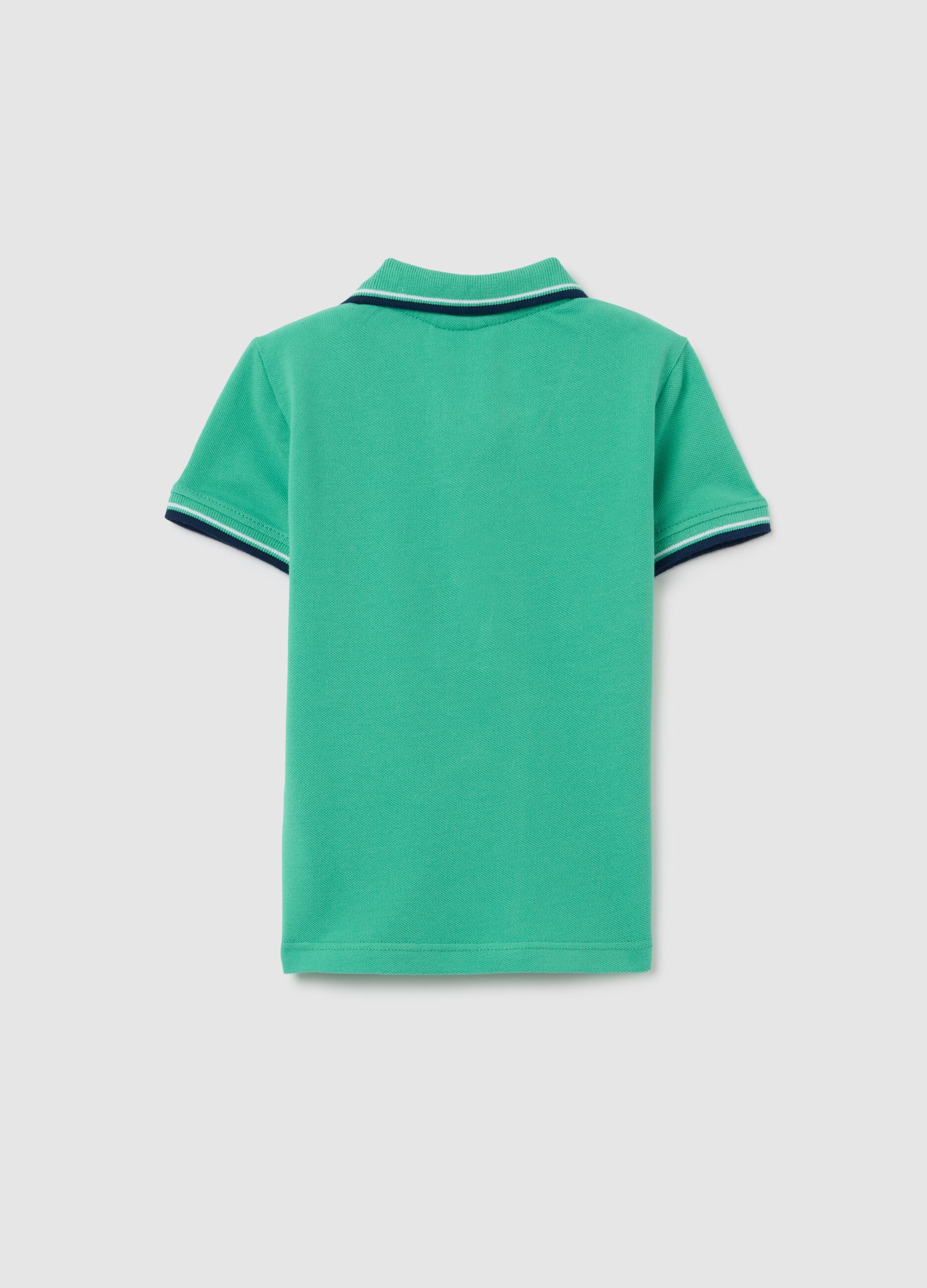 Children's green pure cotton polo regular fit