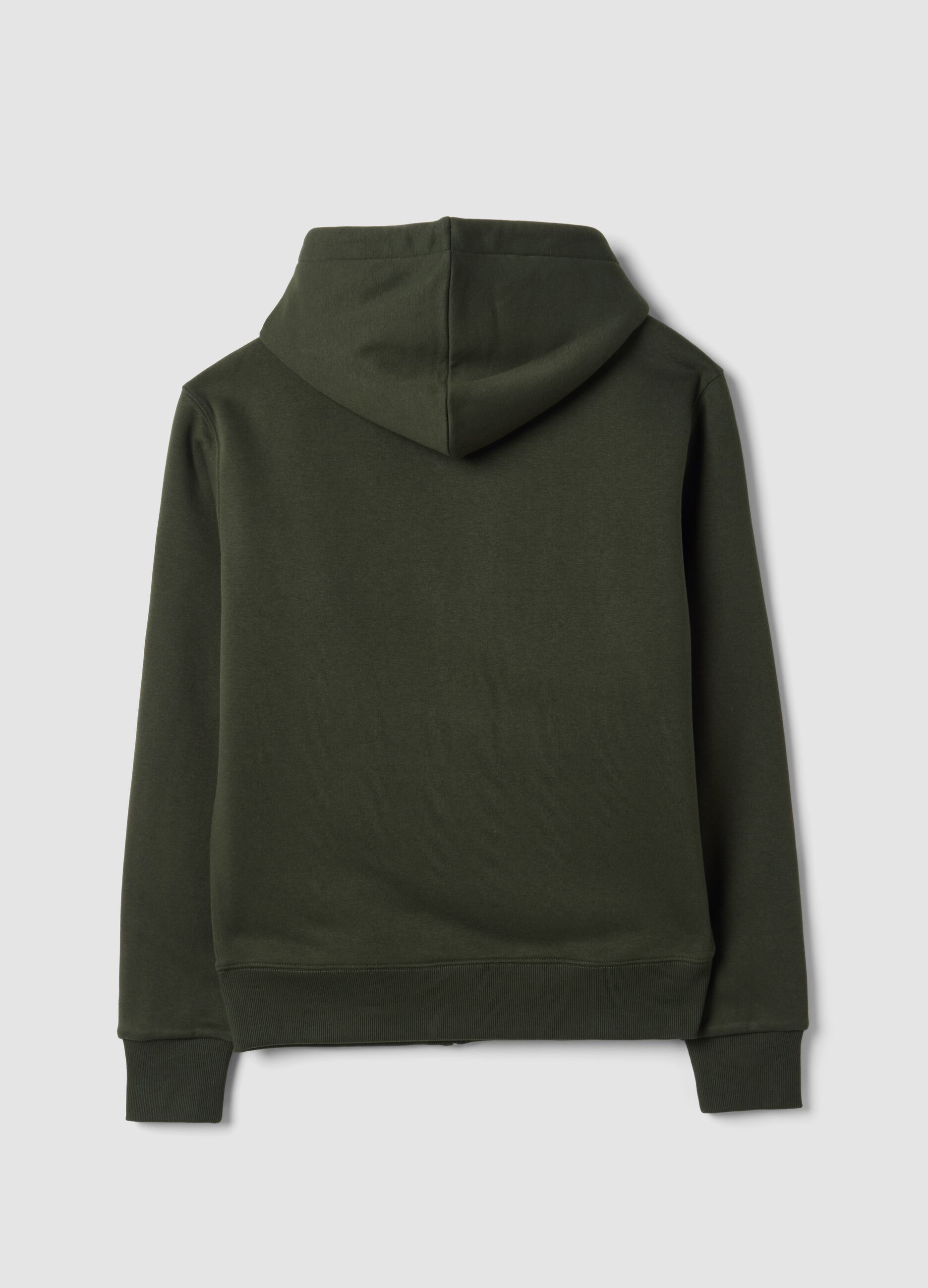 Felpa verde in misto cotone fleece con cappuccio regular fit