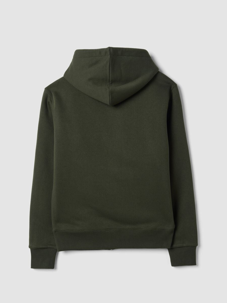 Felpa verde in misto cotone fleece con cappuccio regular fit_1