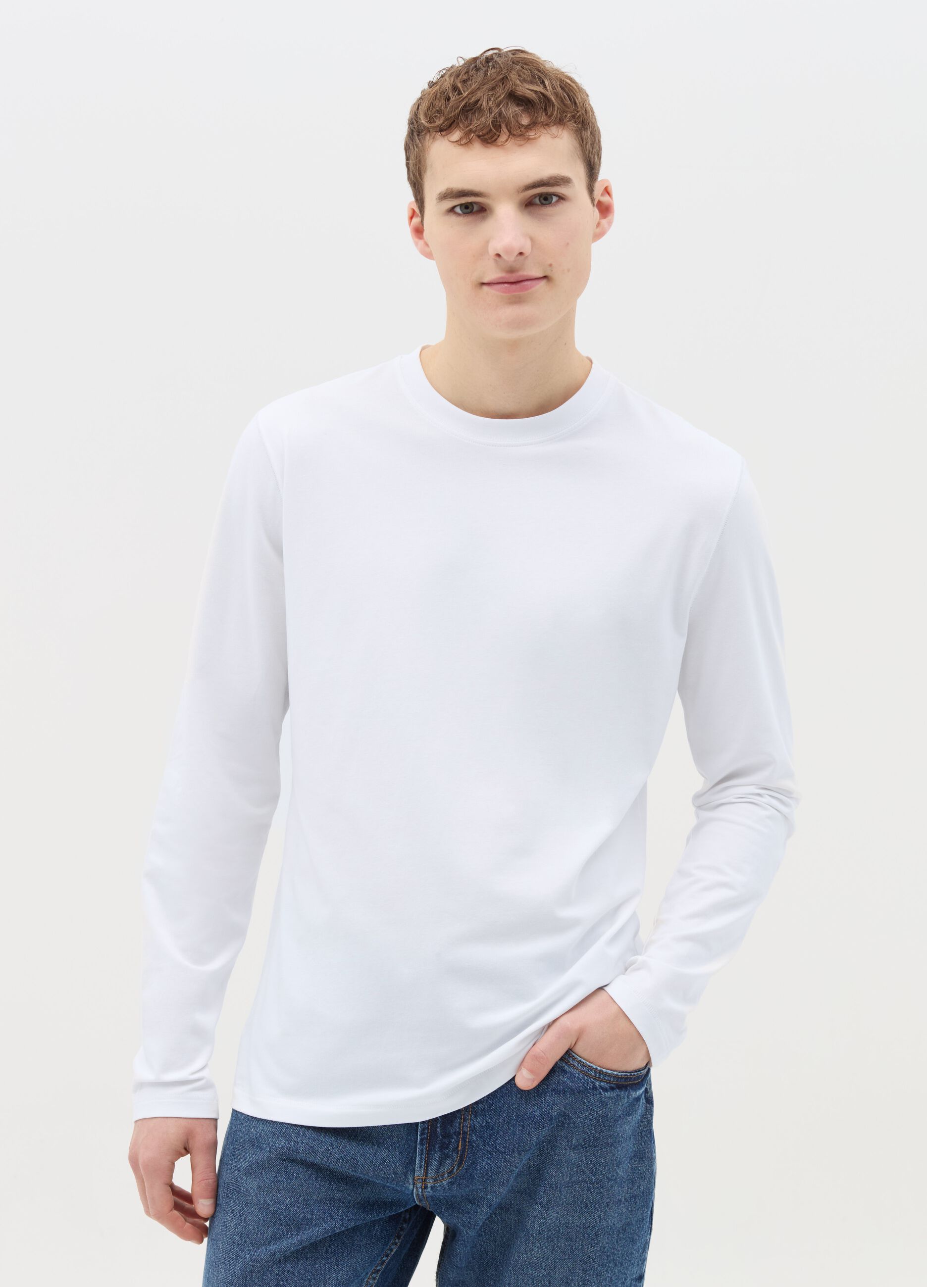 Long-sleeved T-shirt in stretch cotton