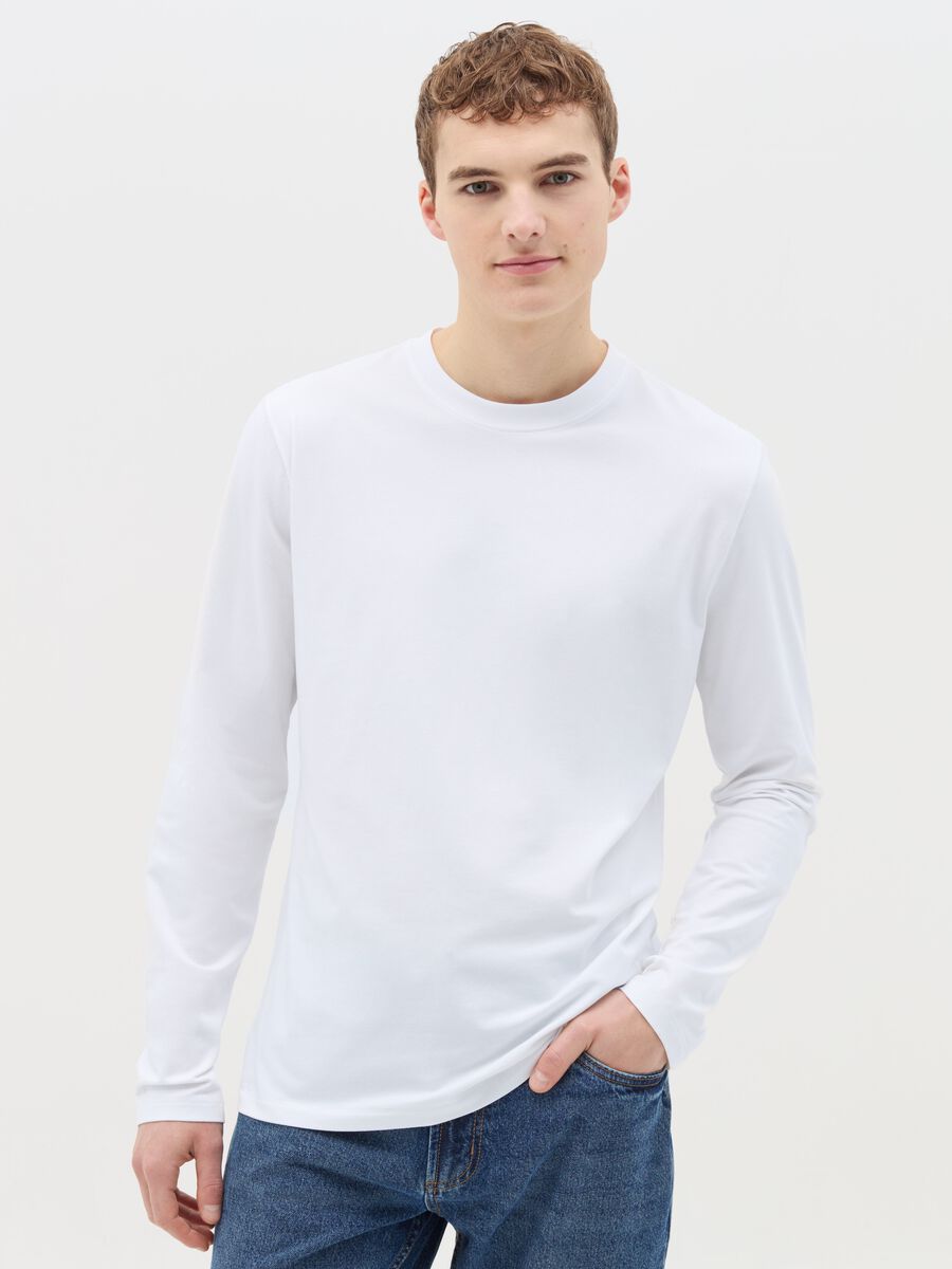 Long-sleeved T-shirt in stretch cotton_0