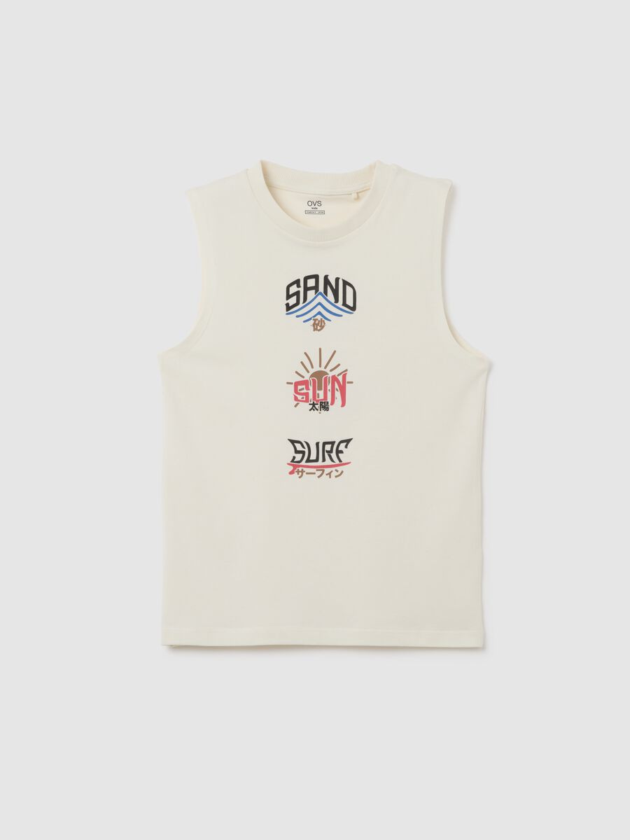 Canotta da ragazzo in puro cotone bianca regular fit_0