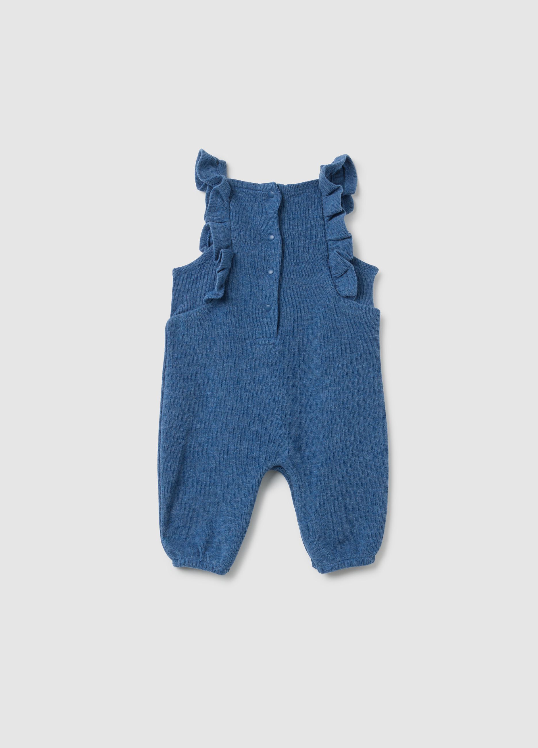 Baby girl's blue cotton dungarees with regular fit