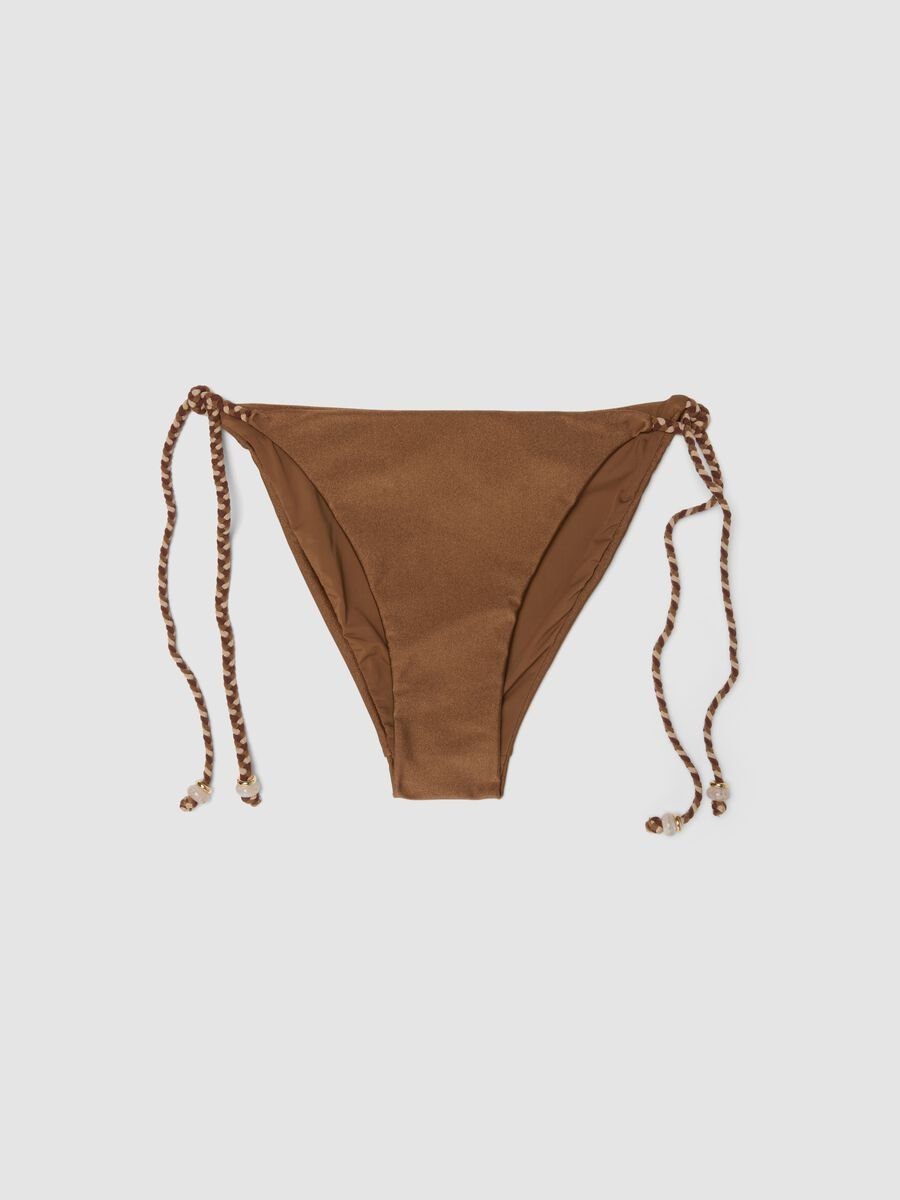 Brown bikini briefs in stretch fabric with tie sides_4