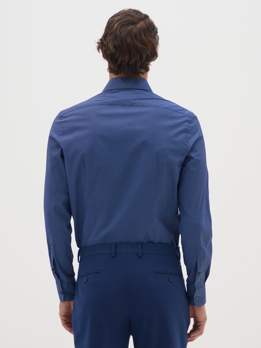 Blue stretch cotton slim fit shirt_2