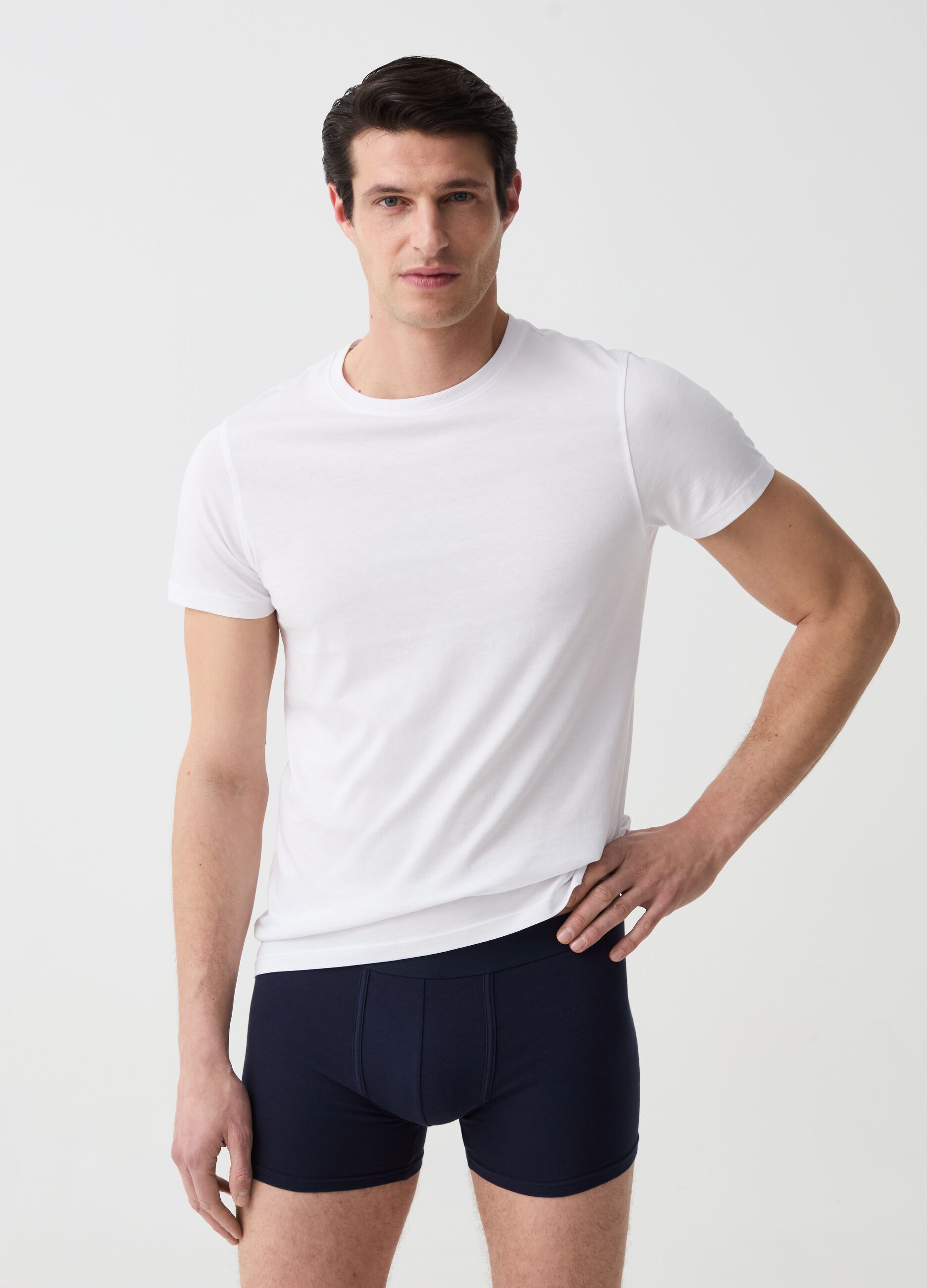 Ovs Tripack boxer midi in cotone bio stretch