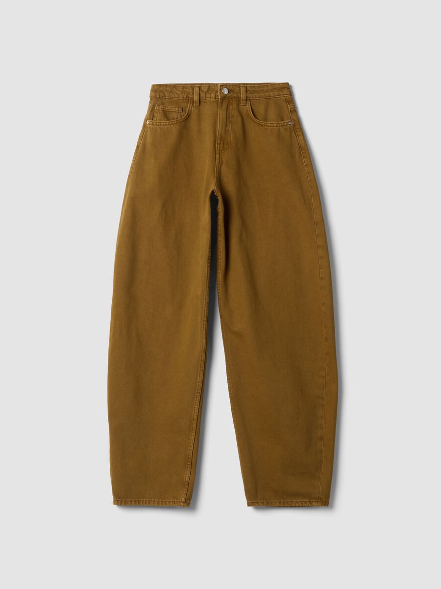 Jeans marroni in puro cotone barrel fit_4
