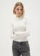 White Mixed Fitted Turtleneck Sweater_1