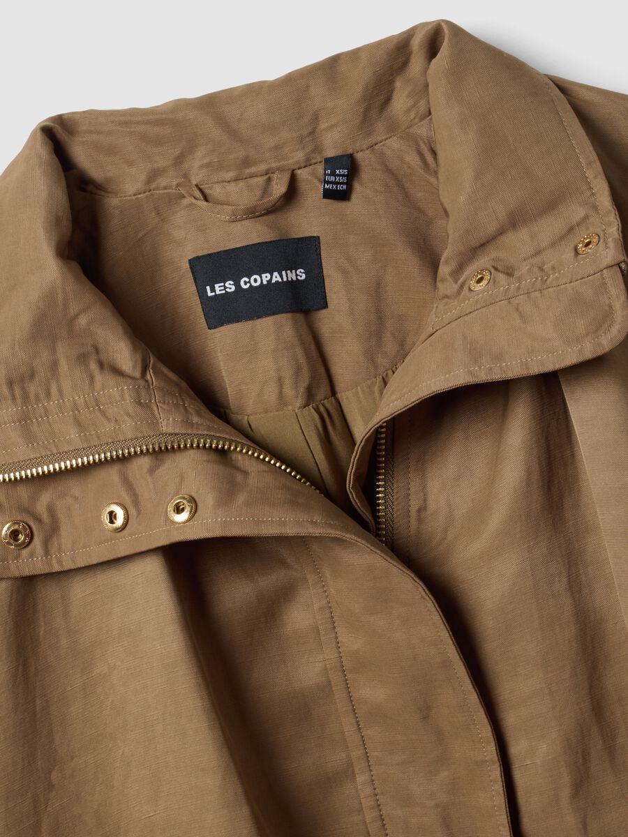 Giacca marrone in misto viscosa e lino regular fit_2