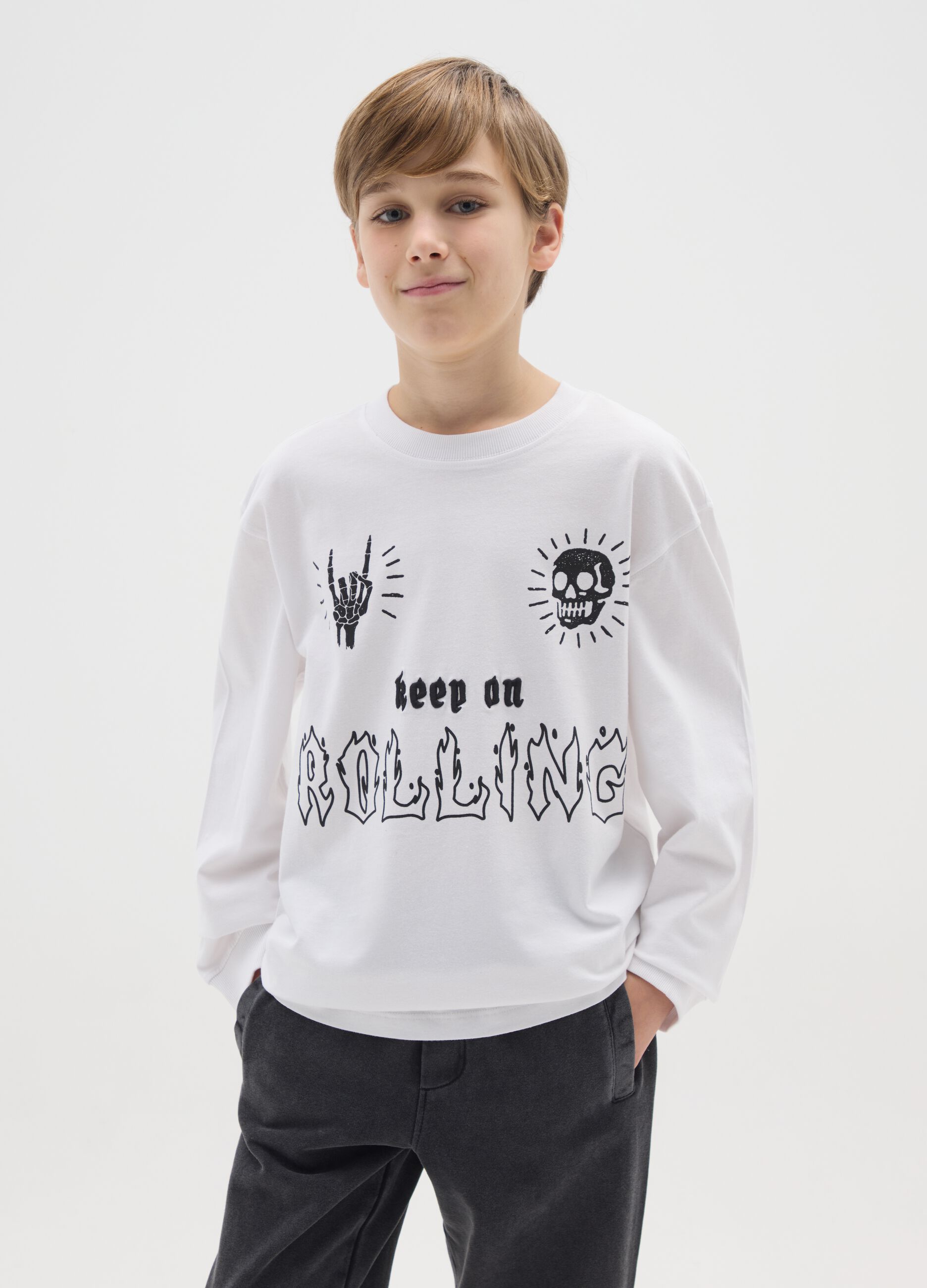 White Long Sleeve Cotton T-shirt