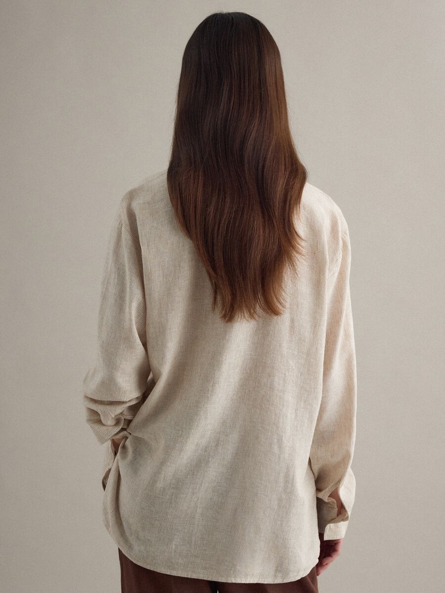 Camicia in misto lino a righe multicolor regular fit_3