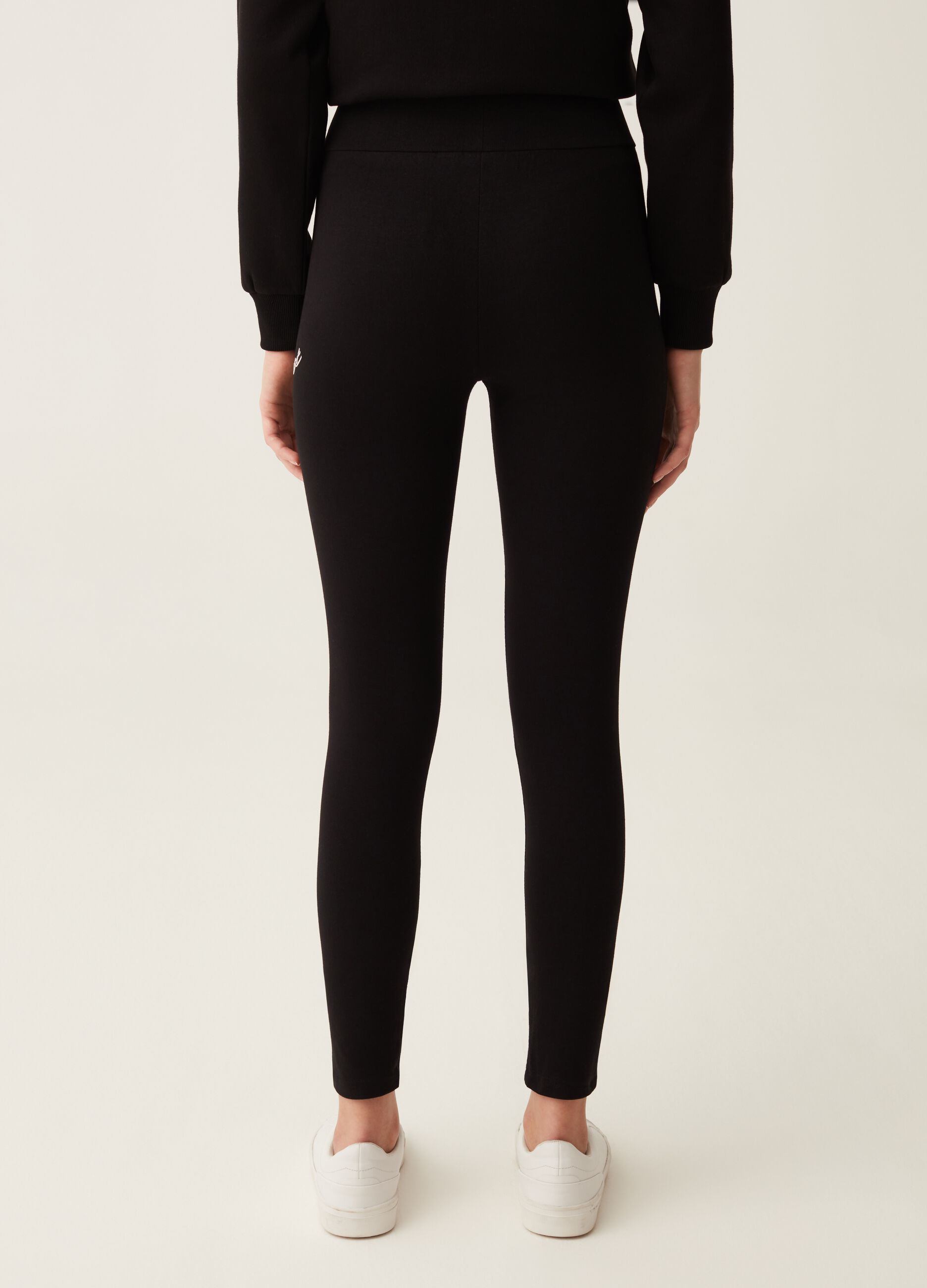 Leggings in cotone stretch con stampa_2