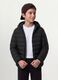 Black Ultralight padded hooded jacket with zip for boys_0