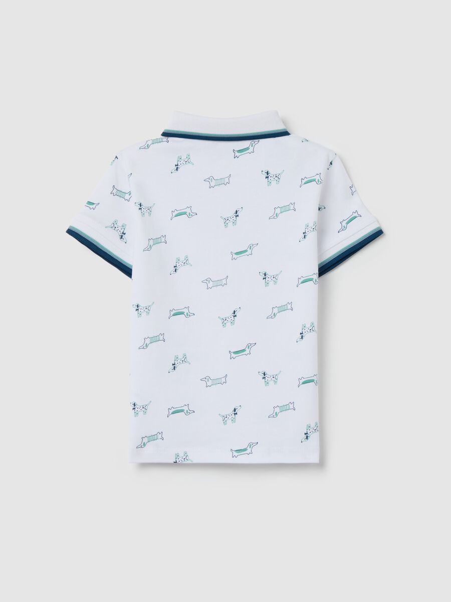 Cotton polo shirt with puppy print_1