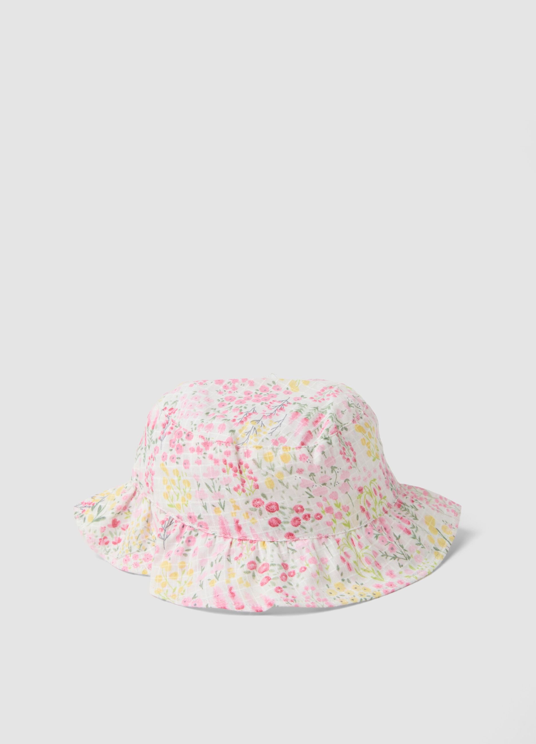 Multicolour pure cotton bucket hat for baby girl
