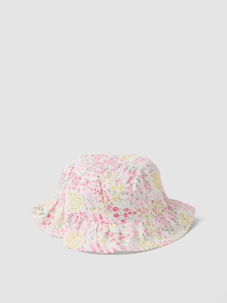 Cappello bucket multicolor in puro cotone per neonata_0