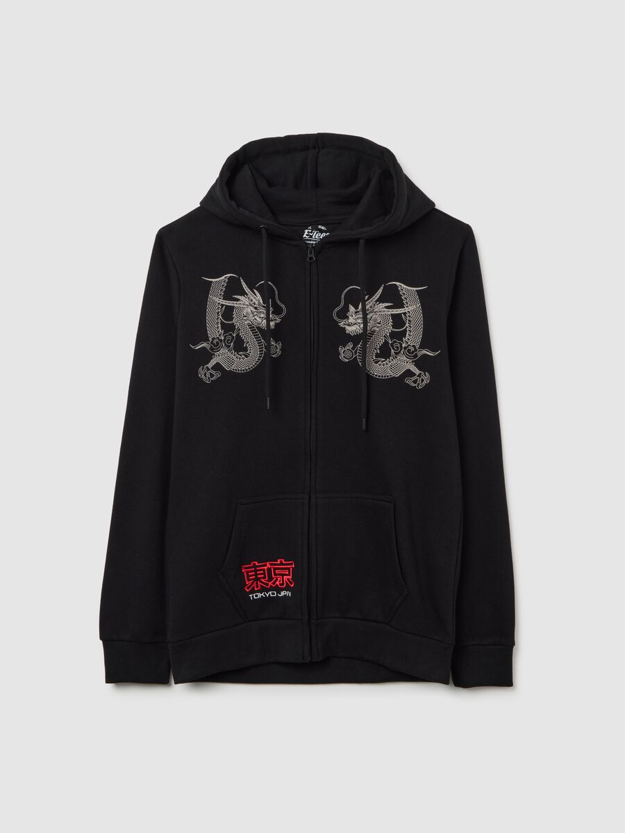 Black Cotton Blend Sweatshirt with Print_4
