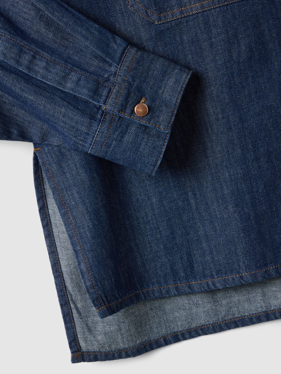 Regular fit blouse in pure blue denim cotton_5