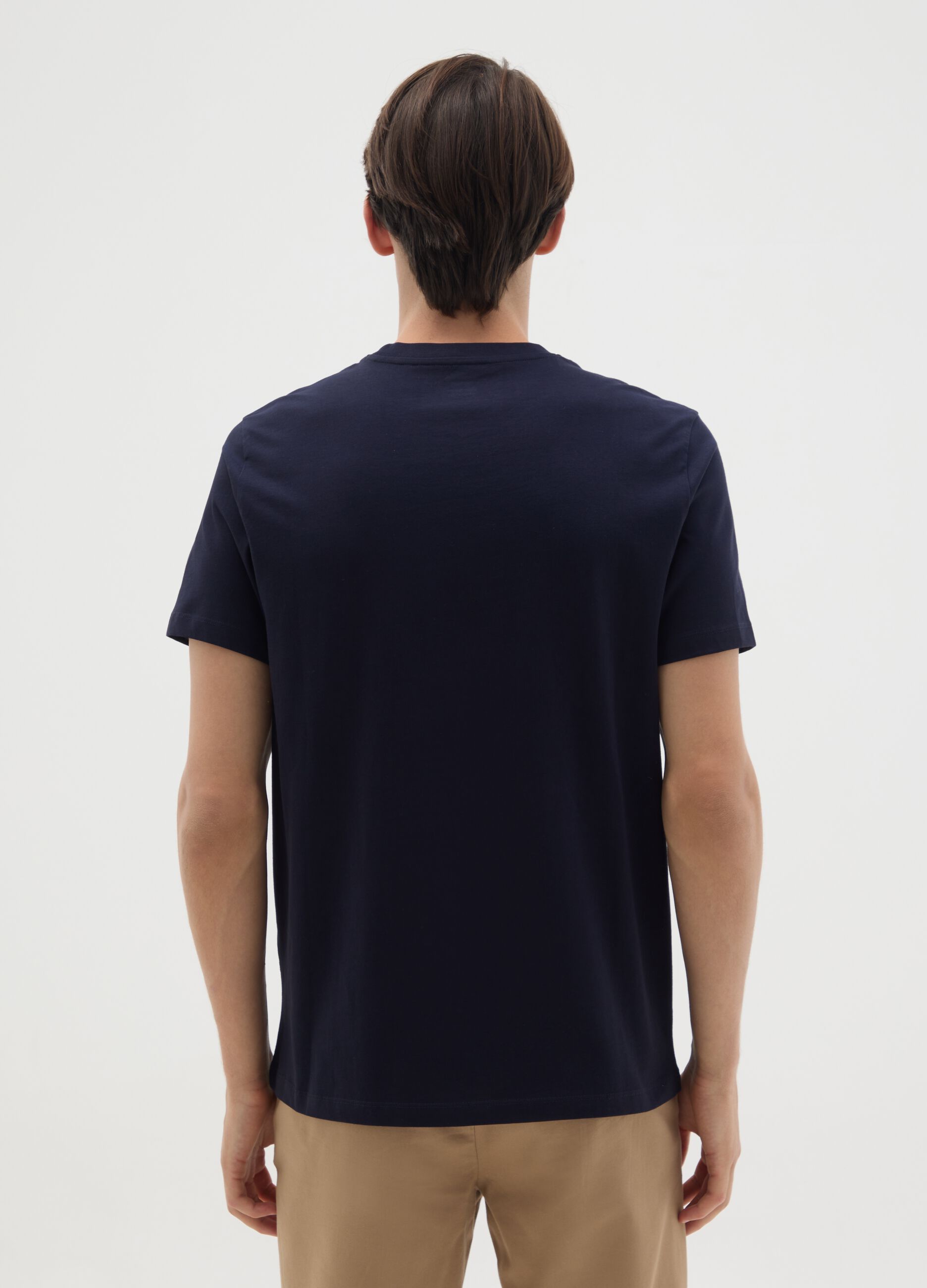 Men's blue pure cotton regular fit t-shirt
