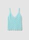 Sky-blue pure cotton crochet waistcoat, regular fit_4