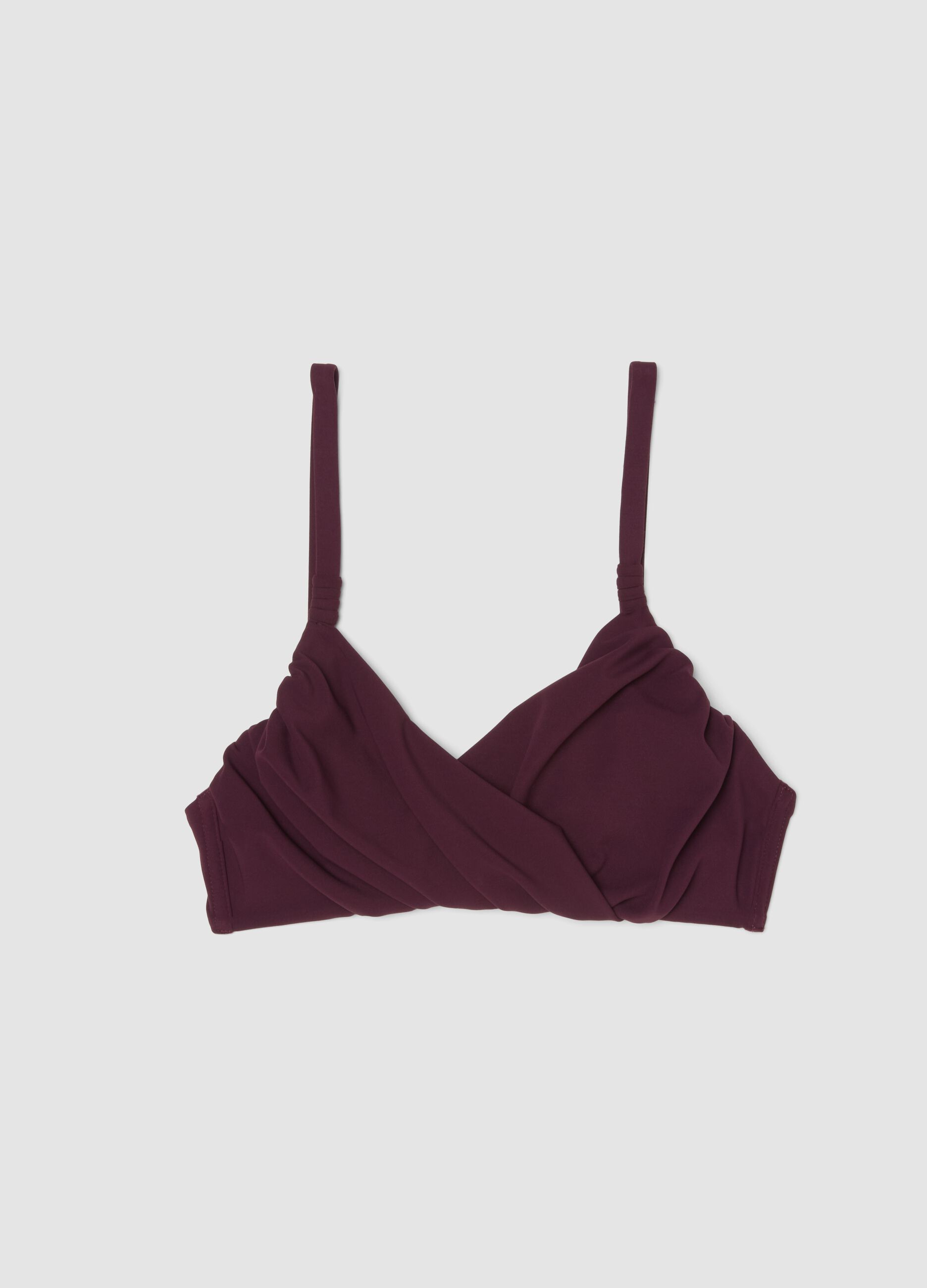 Purple shaping bikini top in stretchy fabric