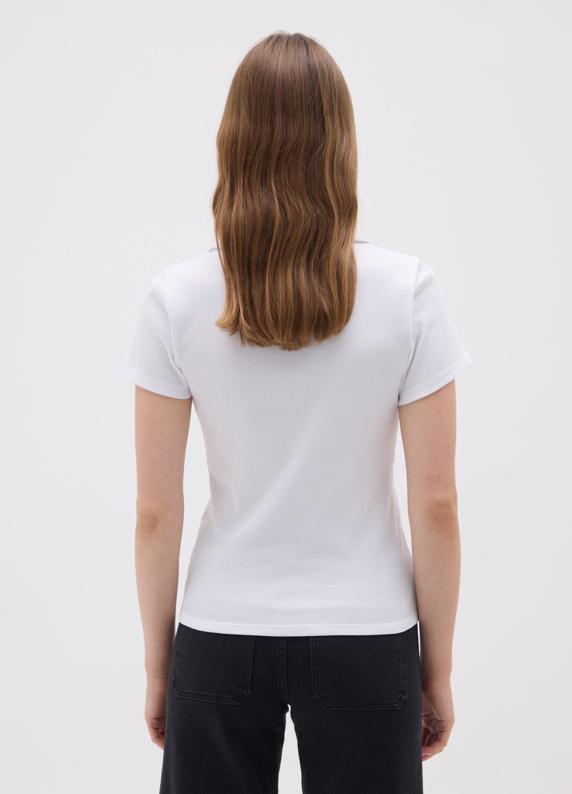 Women's pure cotton white polo shirt