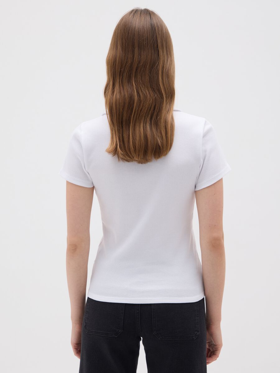 Women's pure cotton white polo shirt_2