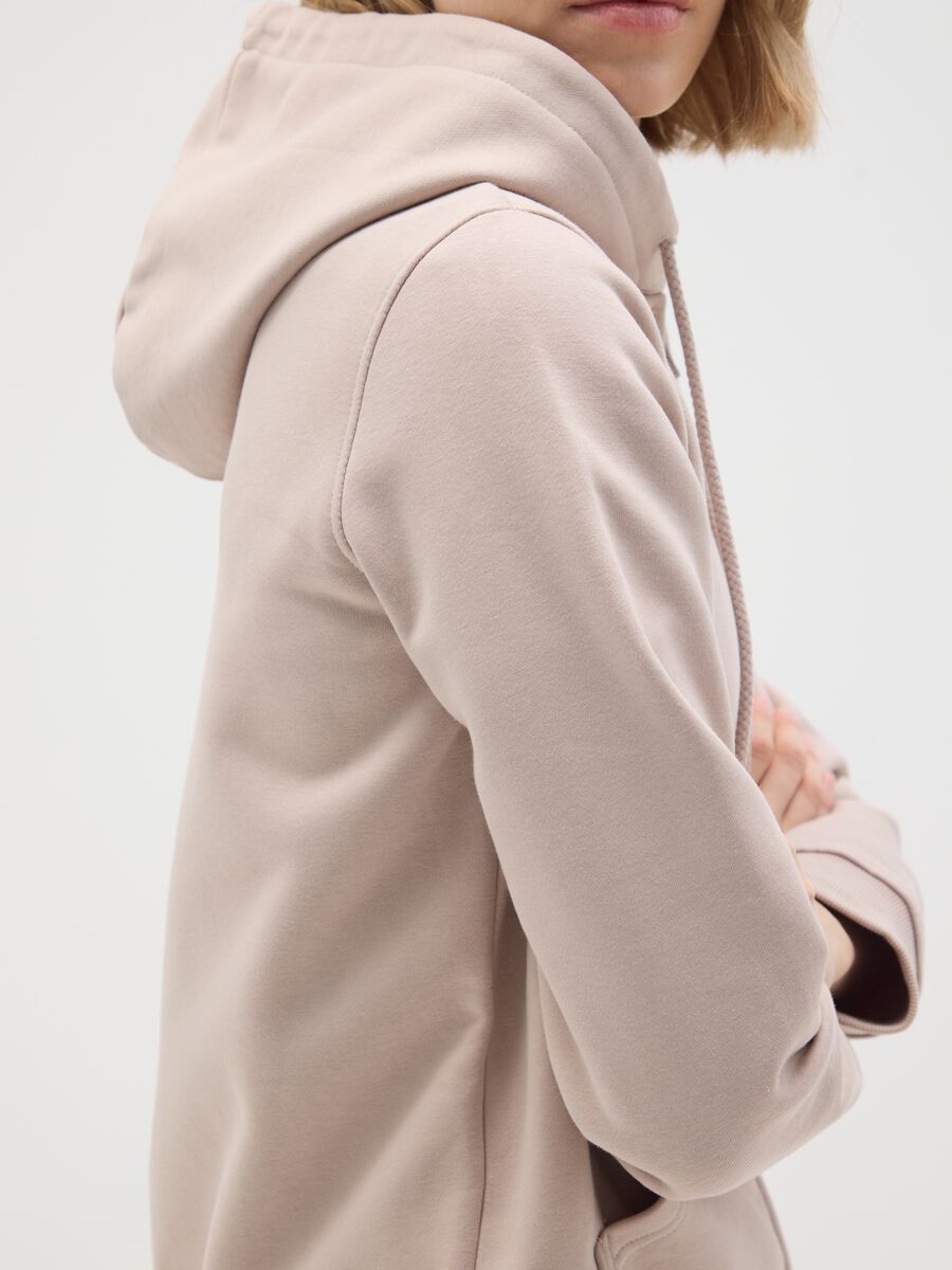 Regular fit beige cotton blend sweatshirt_2