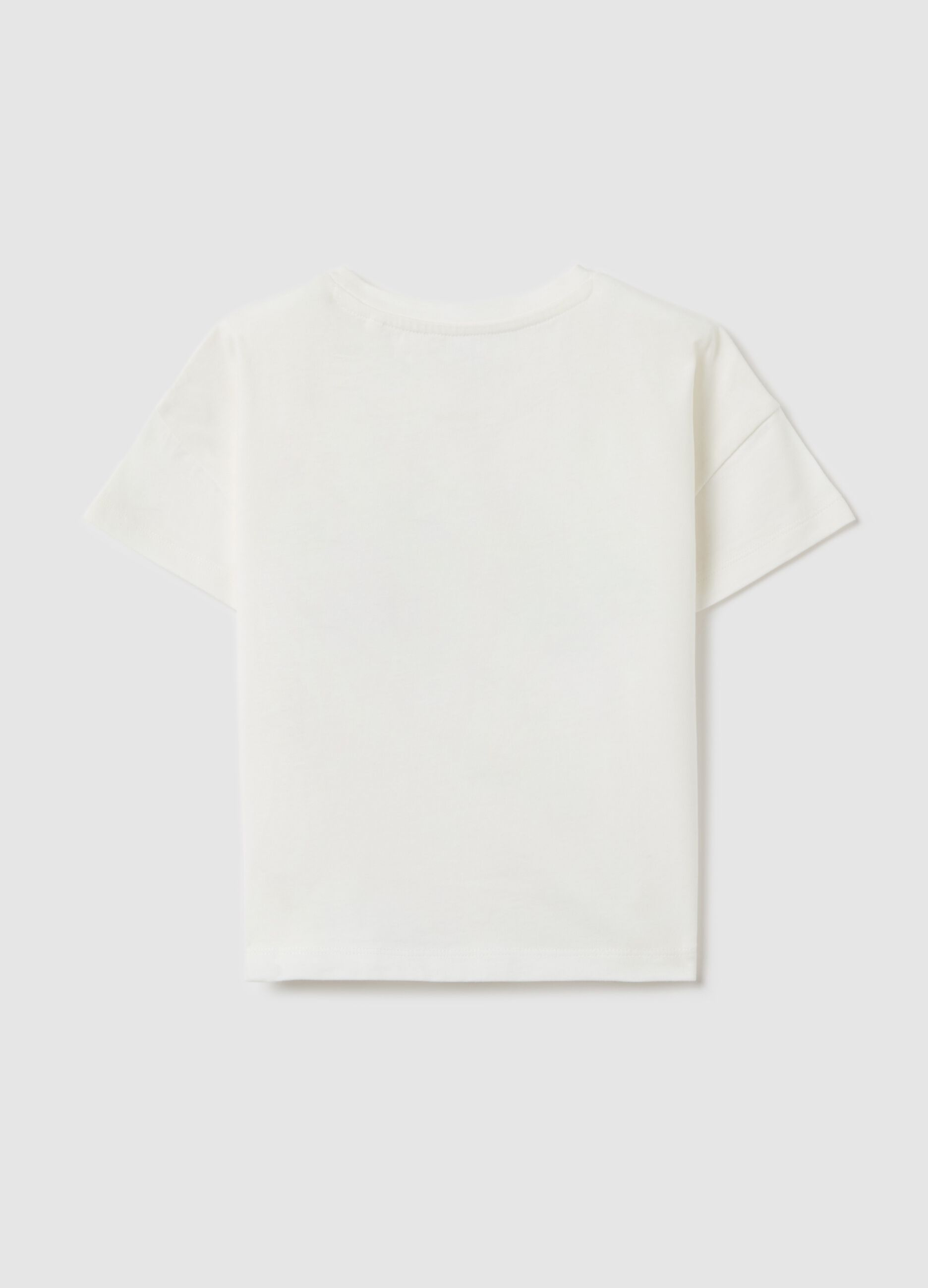 Cotton T-shirt with rainbow embroidery and sequins