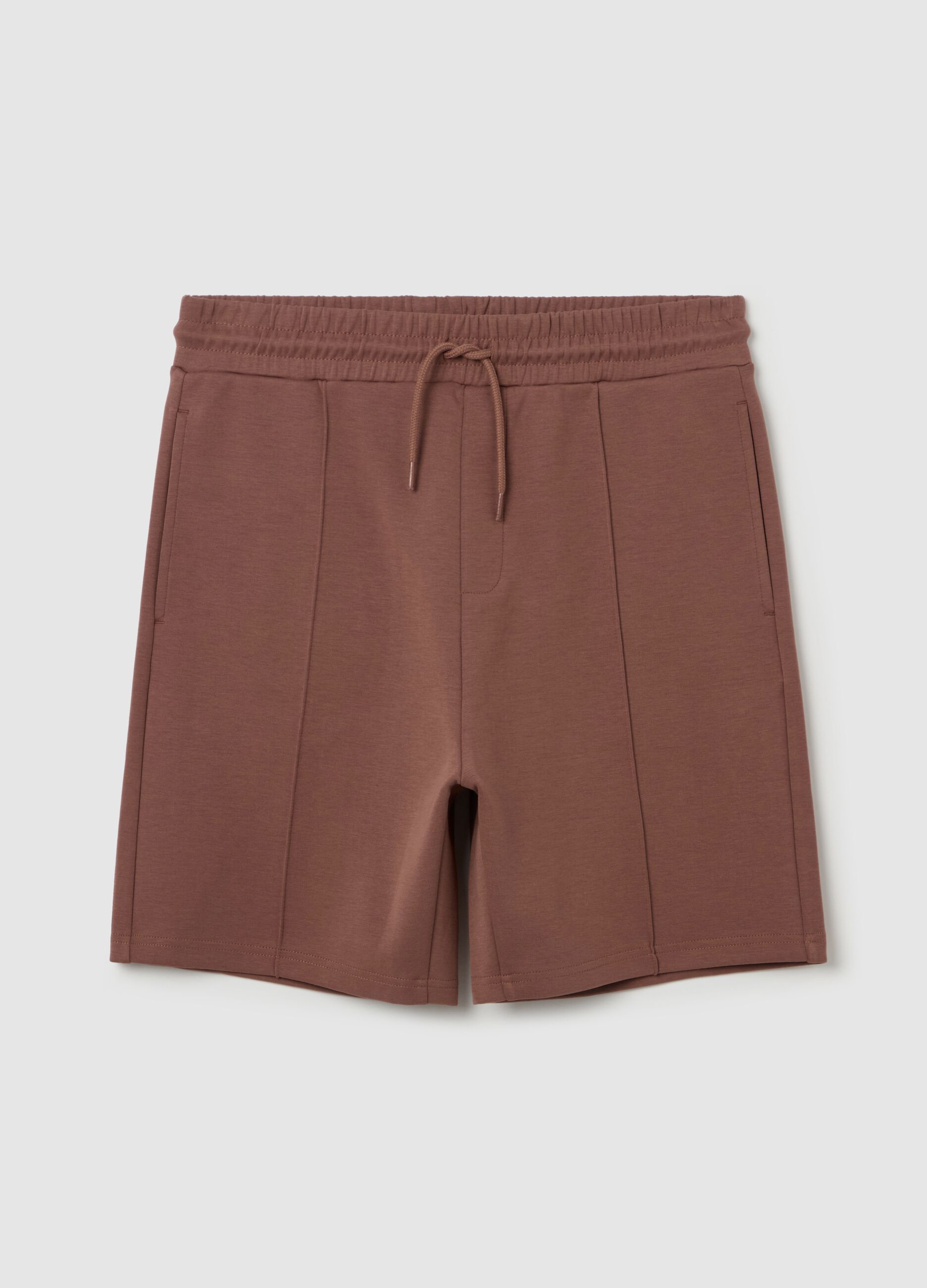 Brown Bermuda joggers in fleece