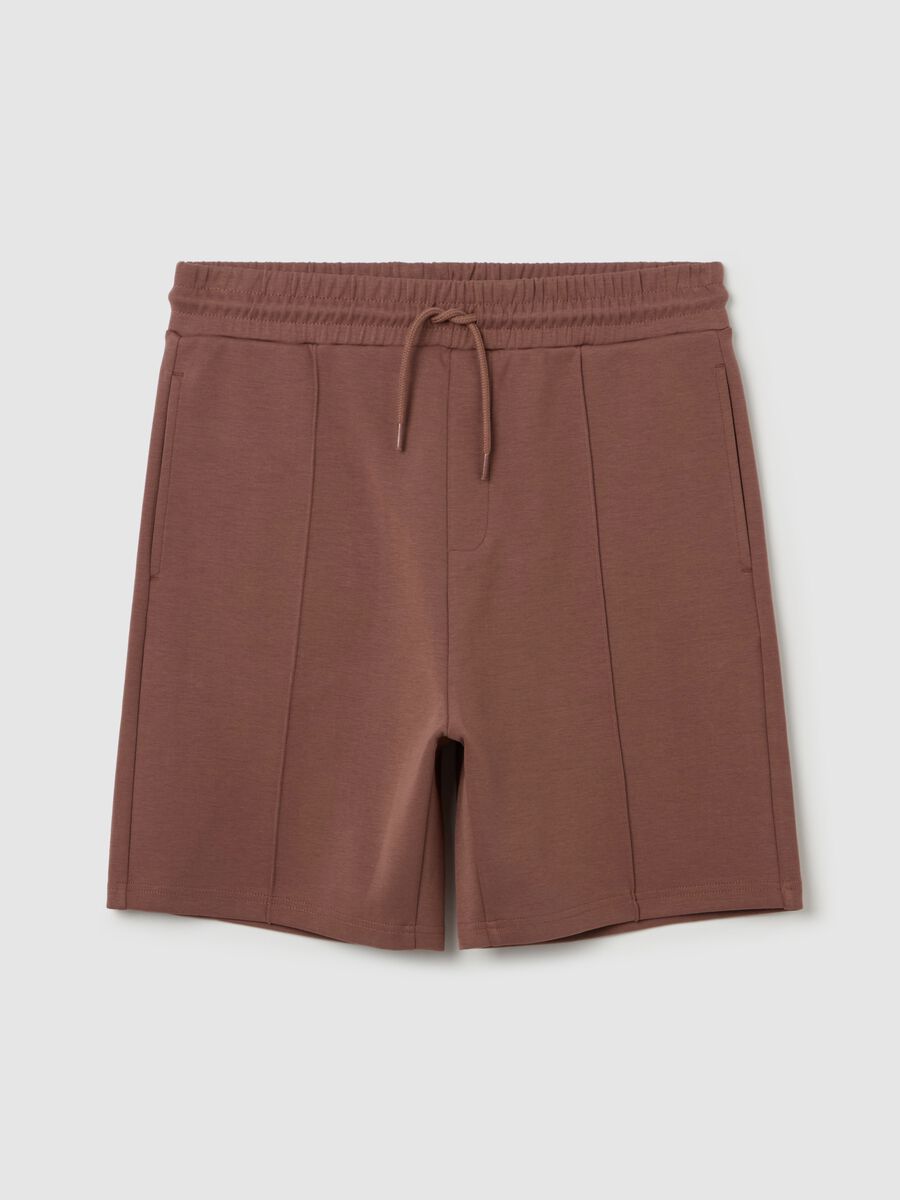 Brown Bermuda joggers in fleece_4