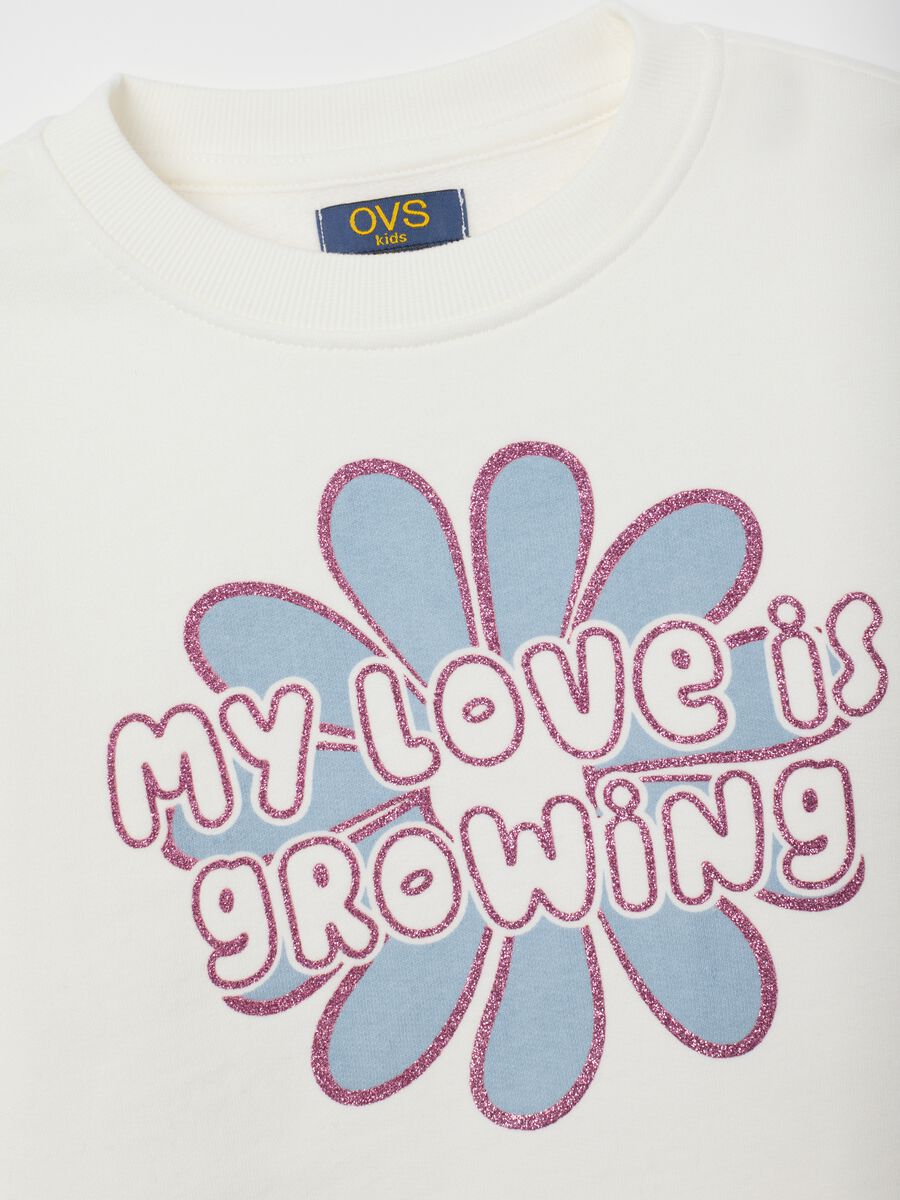 Girls' white pure cotton sweatshirt with regular fit_2