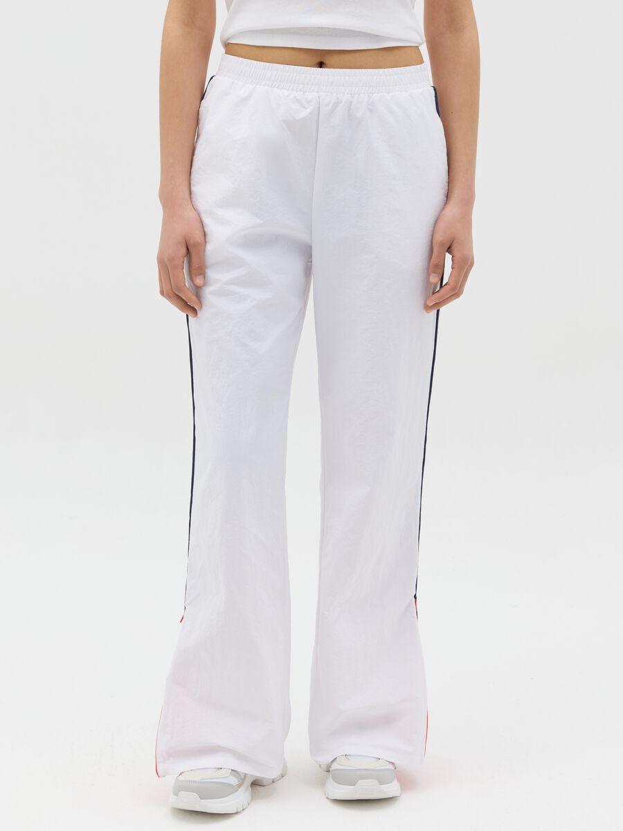 White nylon joggers with splits and zip_1