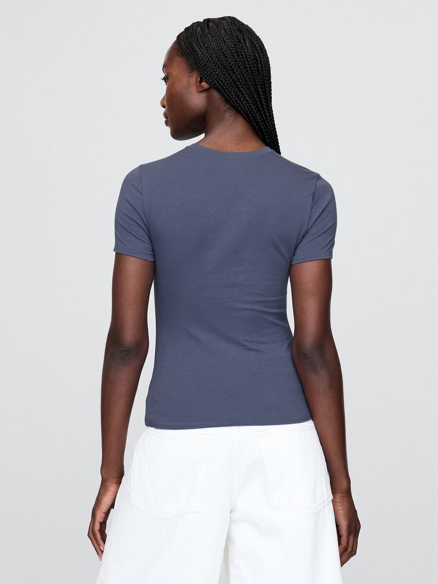 T-shirt blu elasticizzata a maniche corte_2