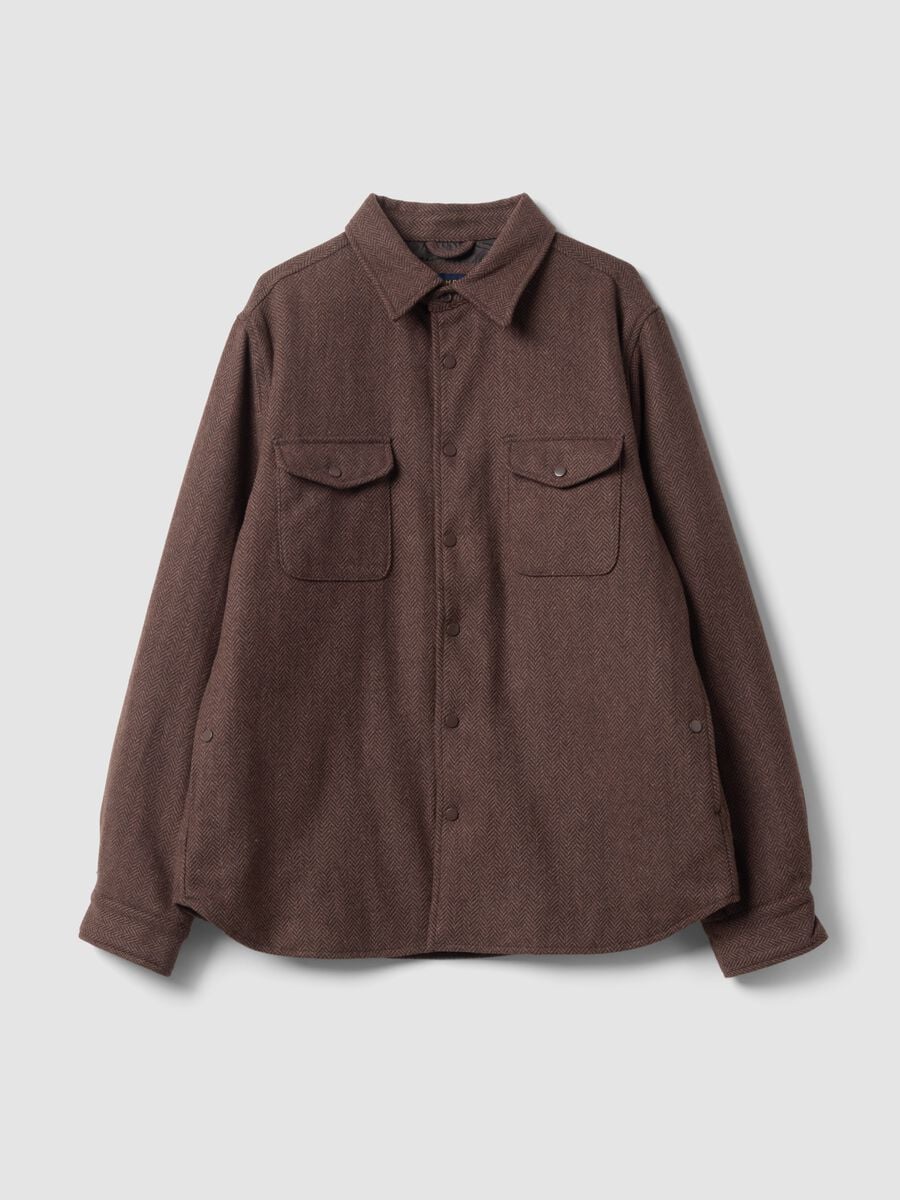 Brown wool-viscose blend shacket_4