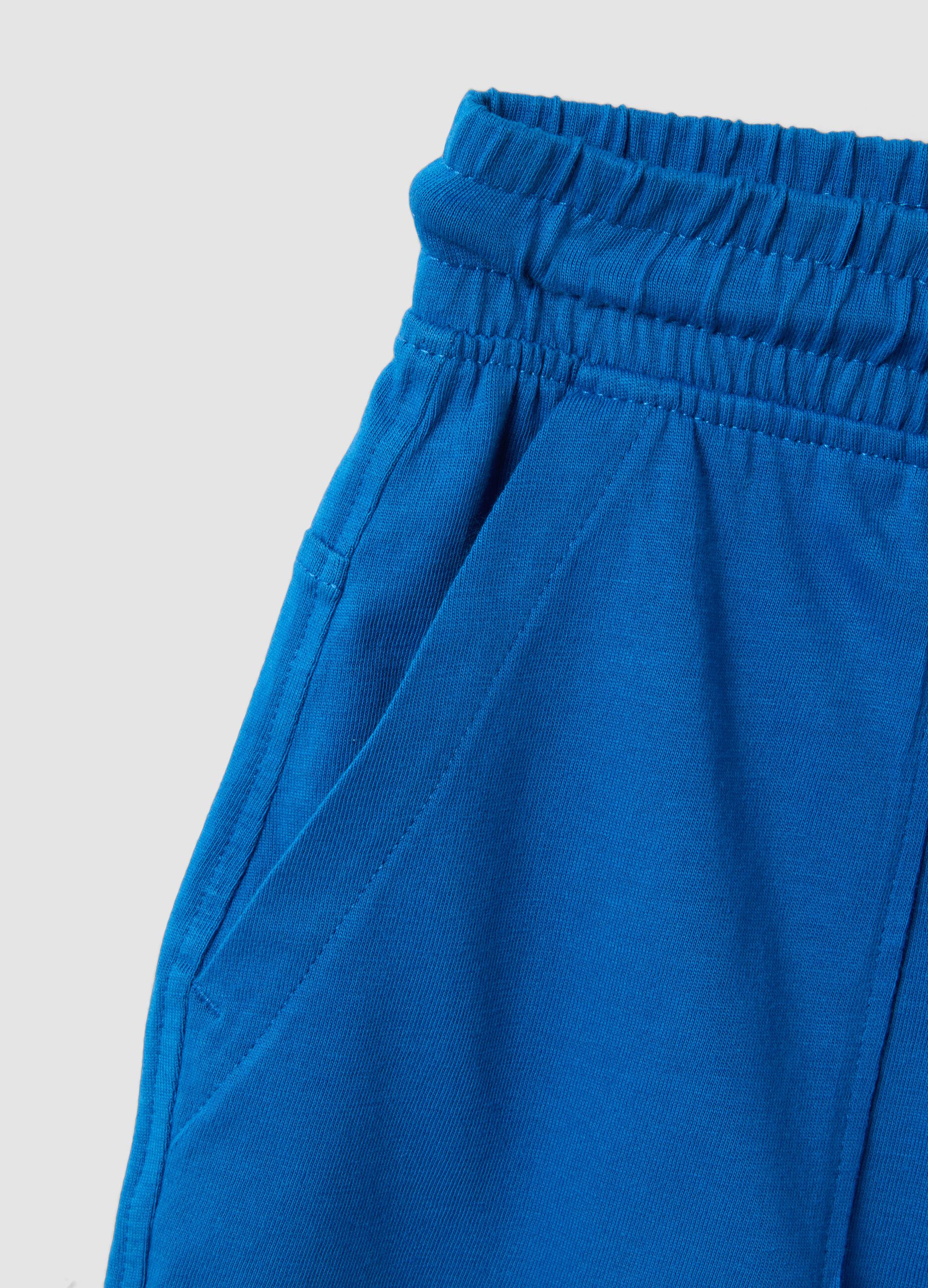 Blue organic cotton shorts with elasticated waist