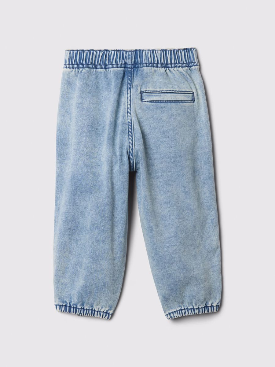Pull-on denim jeans with acid wash effect_1