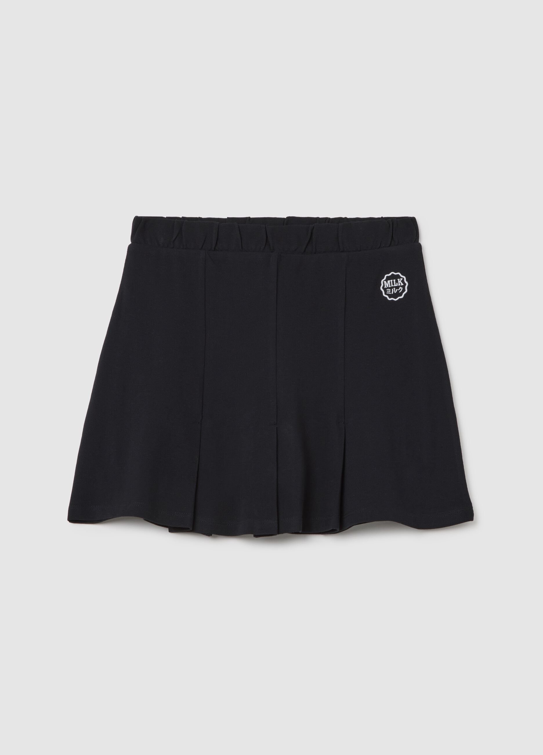 Women's black pure cotton skirt with regular fit