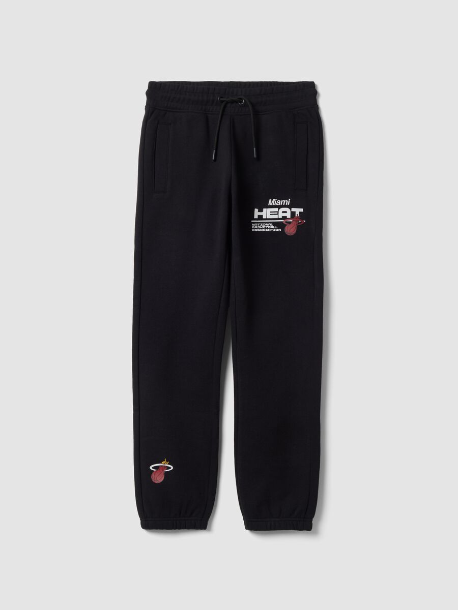 Black cotton-blend joggers with Miami Heat print, regular fit_3