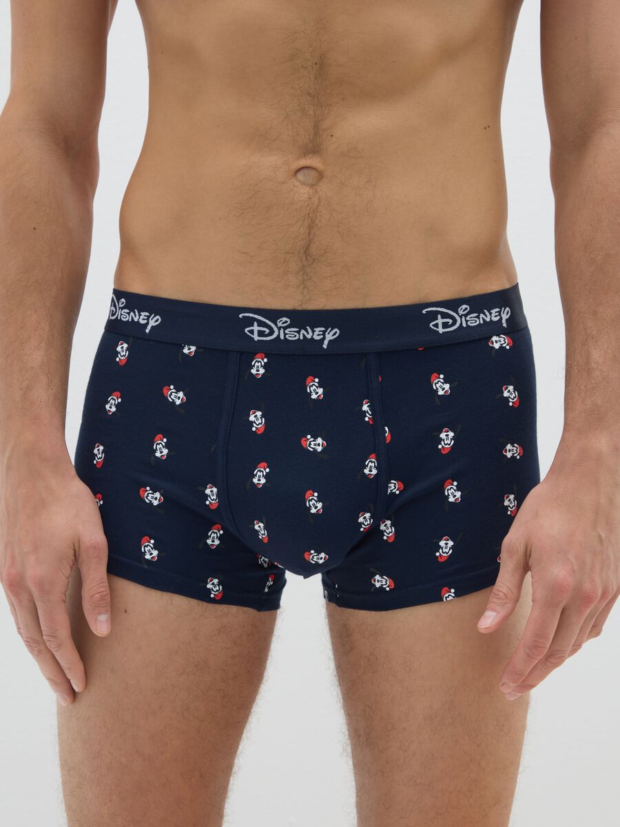 Blue Stretch Cotton Regular Fit Boxer Shorts with Print_1