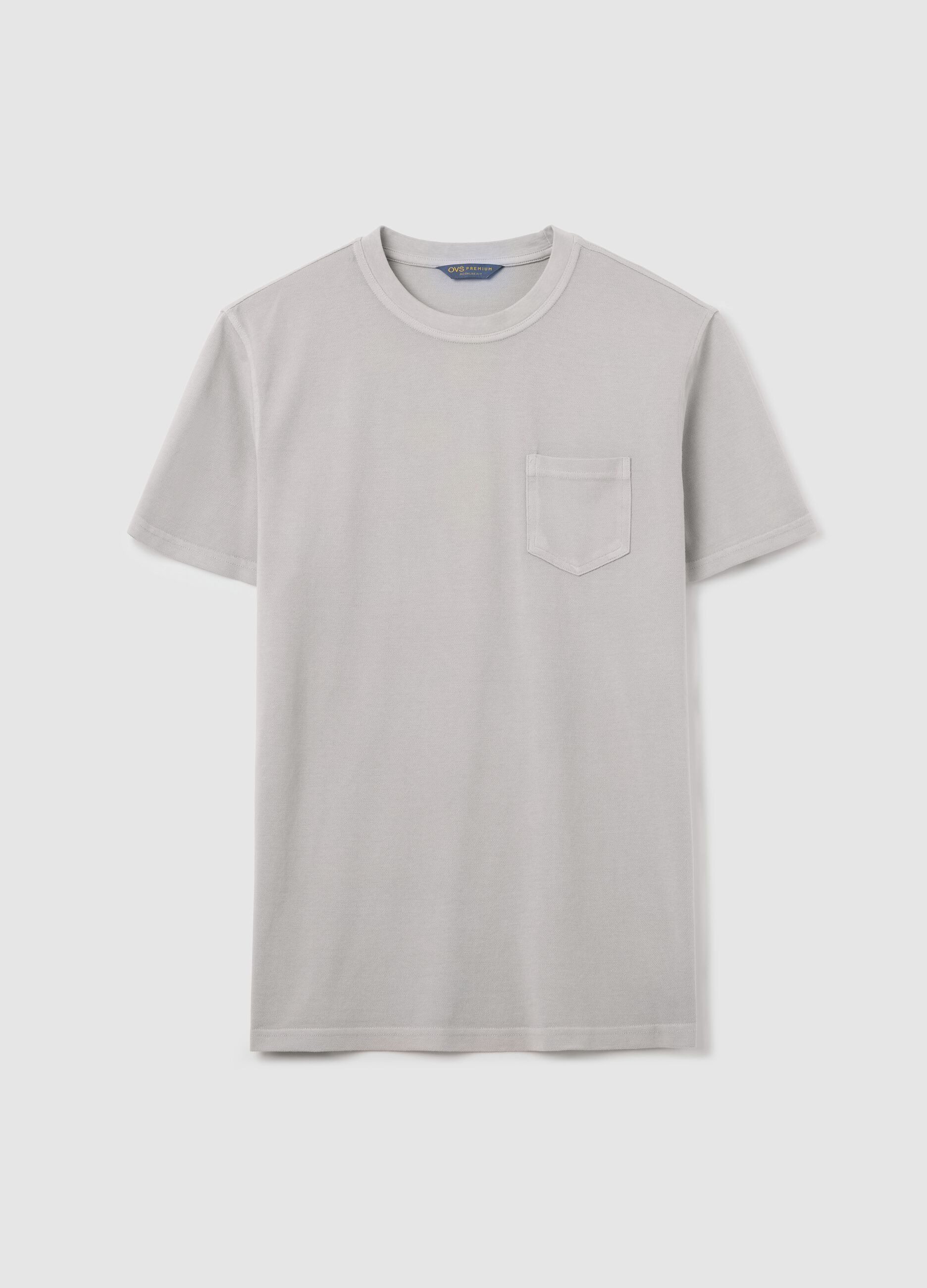 Grey T-shirt in cotton with pocket