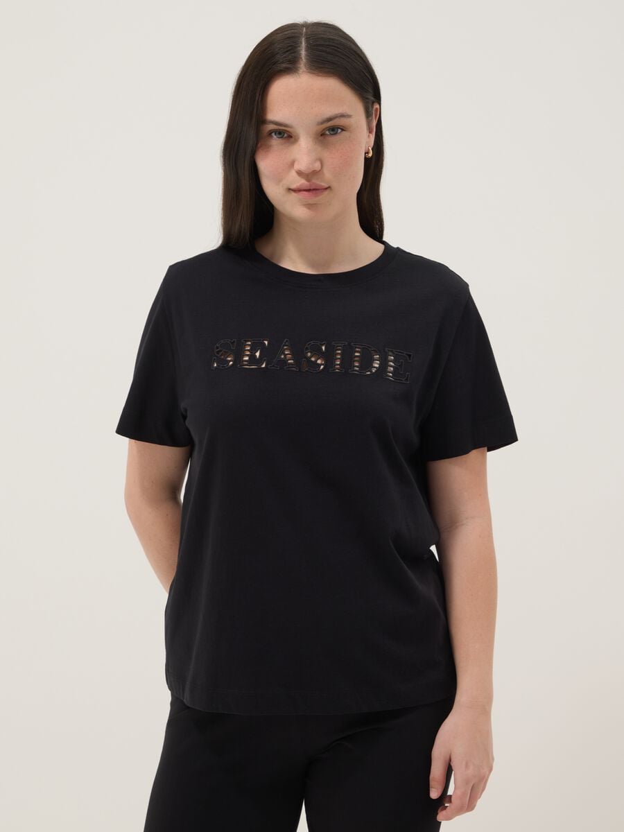 Black pure cotton short-sleeve T-shirt_1