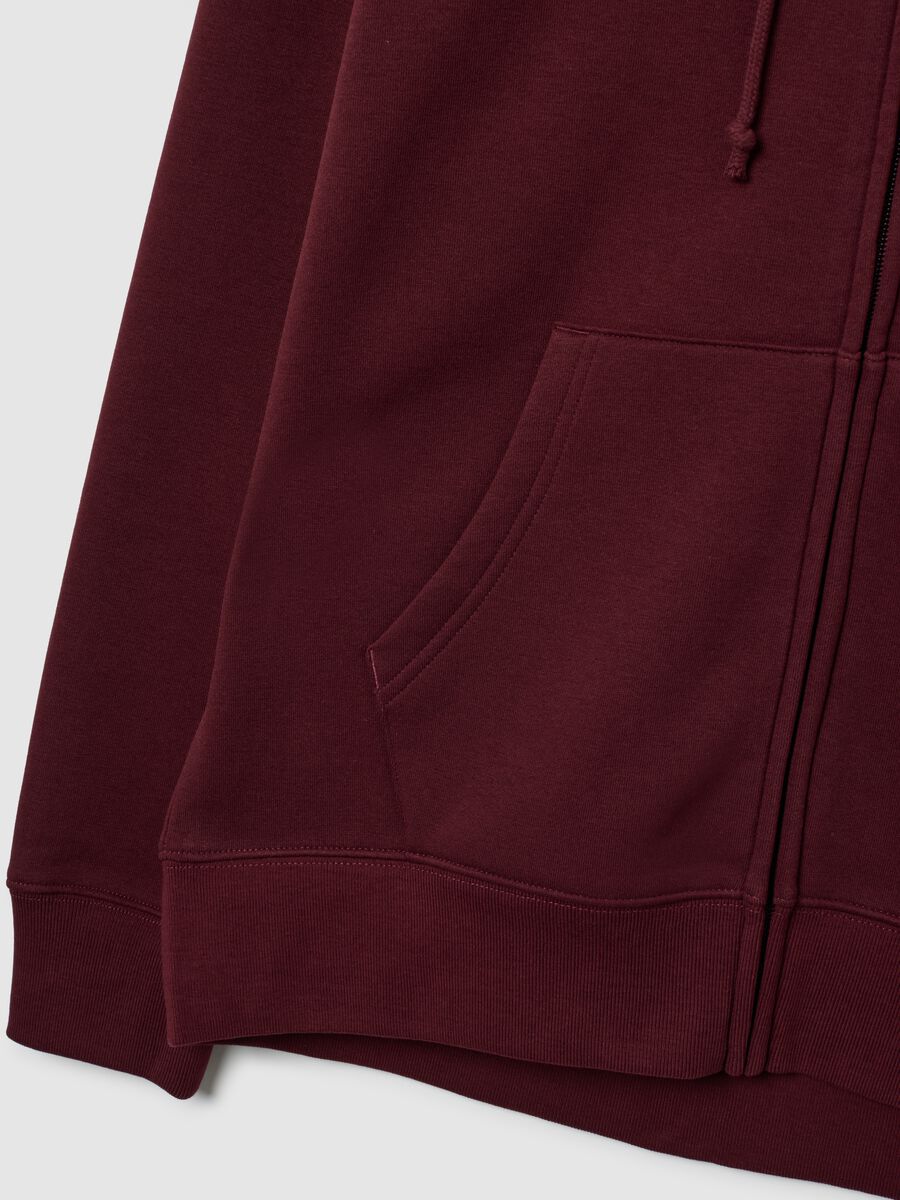 Red Cotton Blend Regular Fit Hoodie with Zip_1