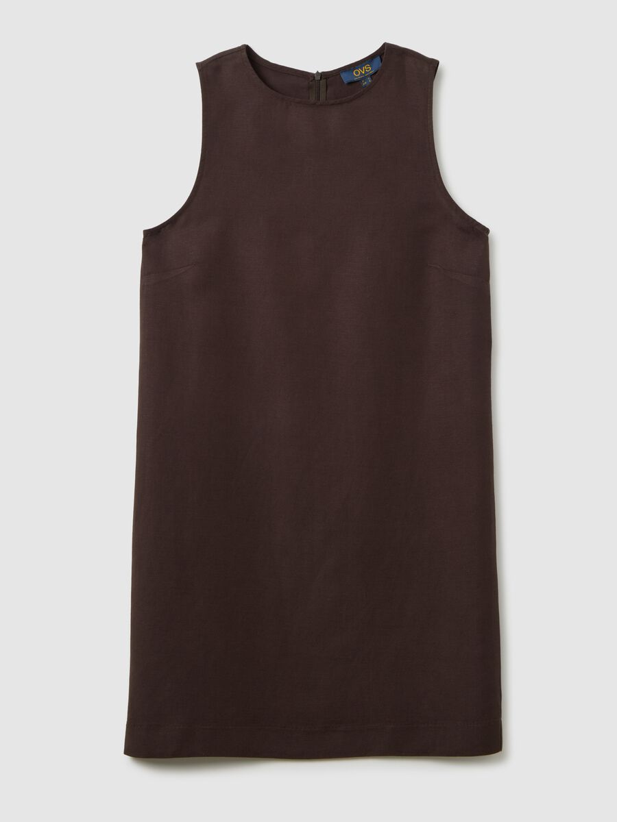 Women's brown mix dress with zip_4