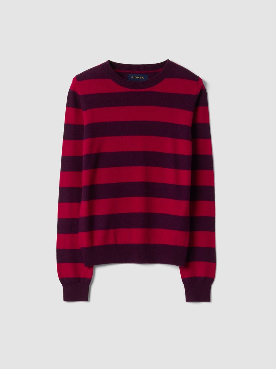 Red pure wool striped crew-neck jumper_0
