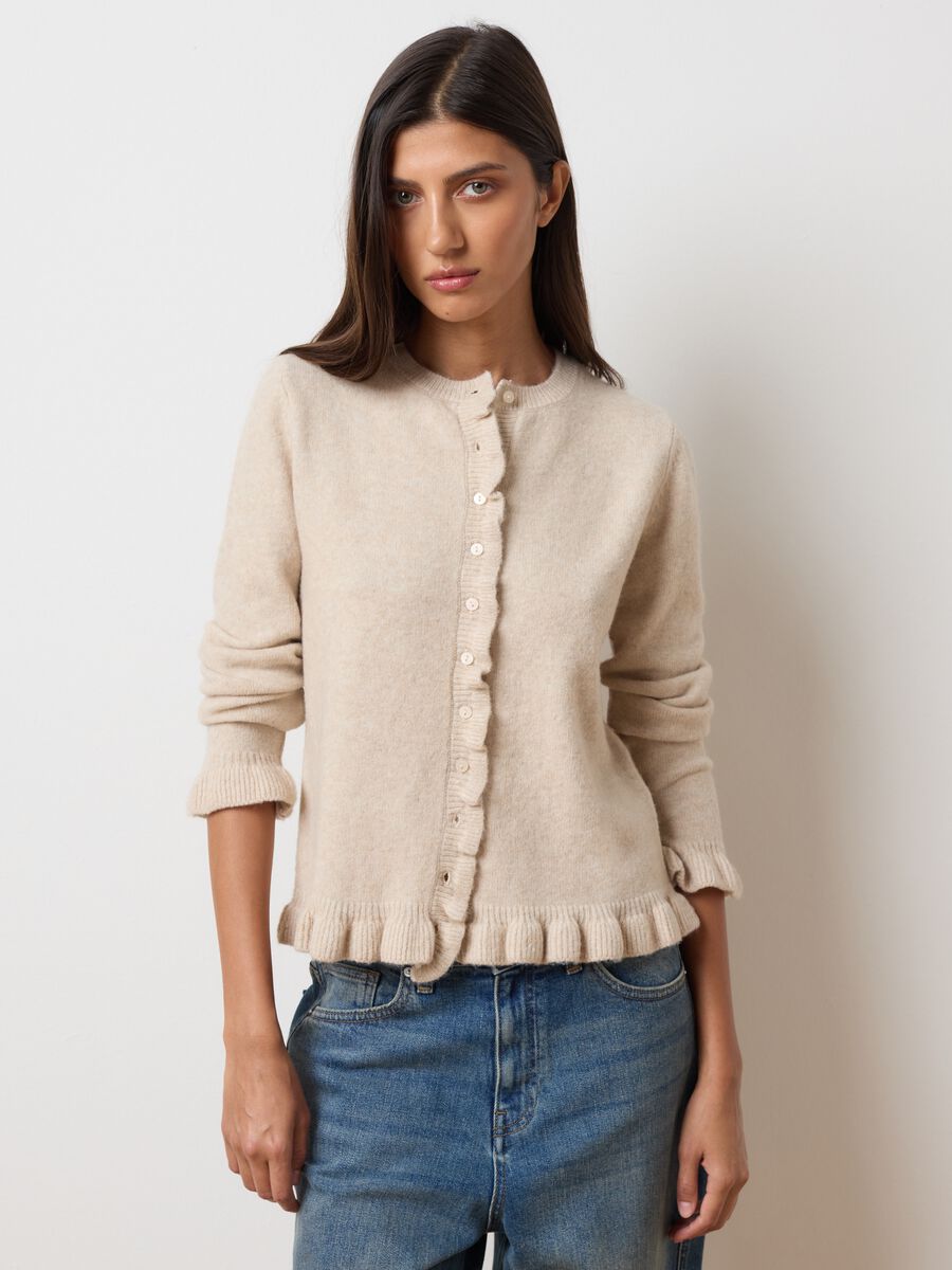 Cardigan beige regular fit con bottoni_0