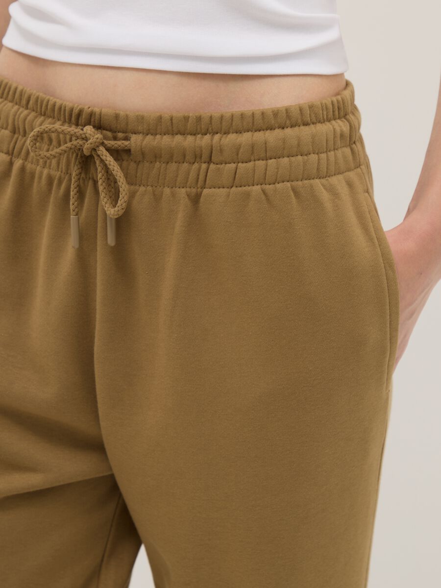 Brown cotton blend jogger trousers regular fit_3