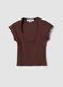 Brown short-sleeve stretch-cotton T-shirt_4