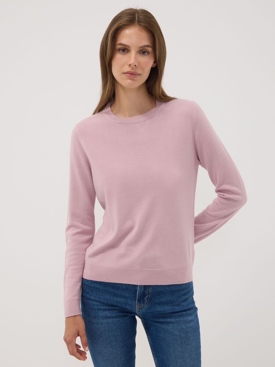 Pink crew-neck long-sleeve regular-fit top_0